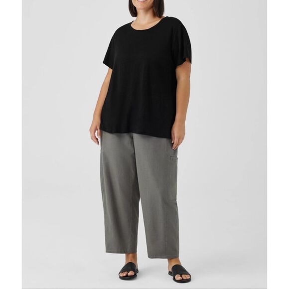 Eileen Fisher $138 Organic Linen Jersey Short Sleeve Tee 3X Crew Neck NEW